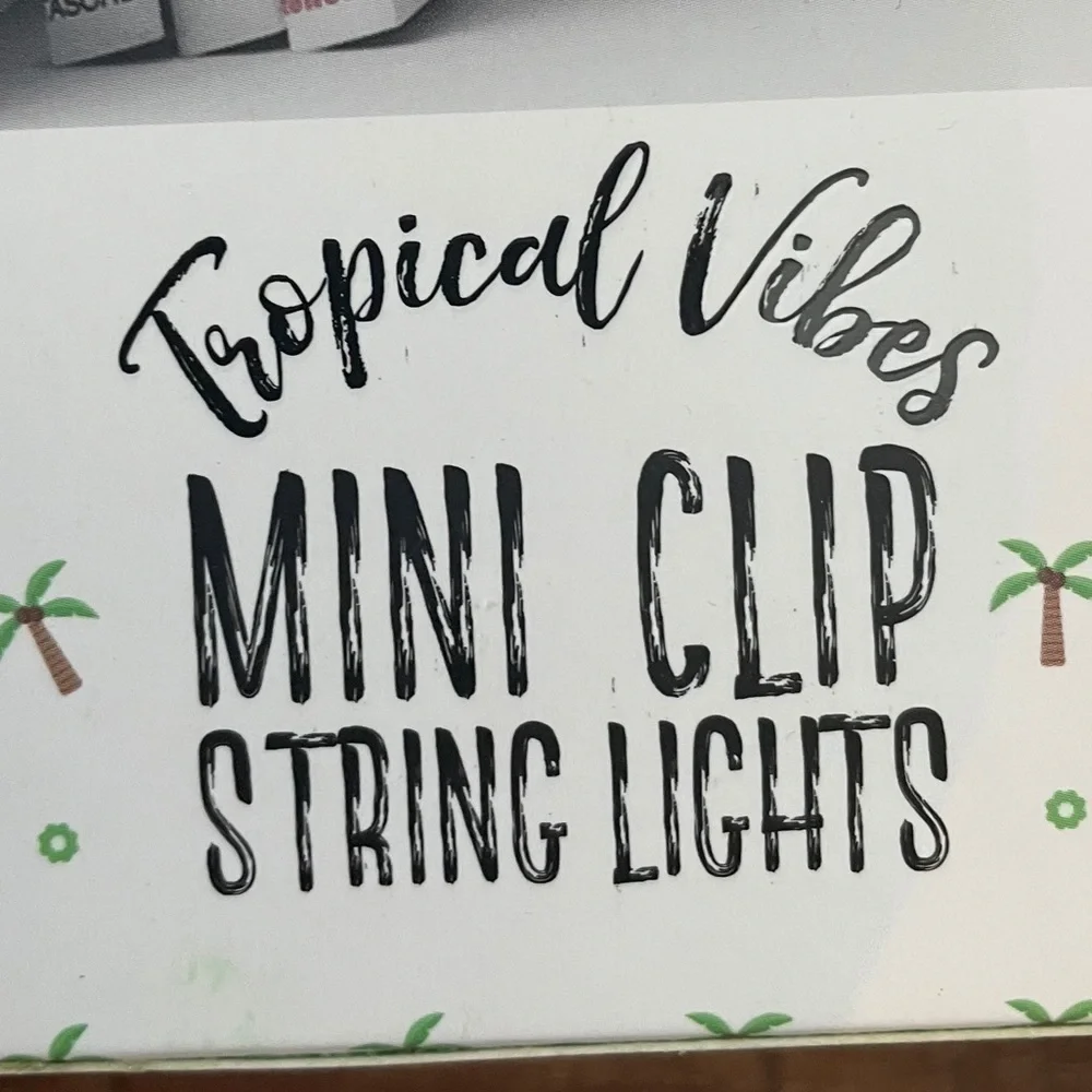 NWT sets of LED palm tree string light sets 2 total green pink indoor outdoor
